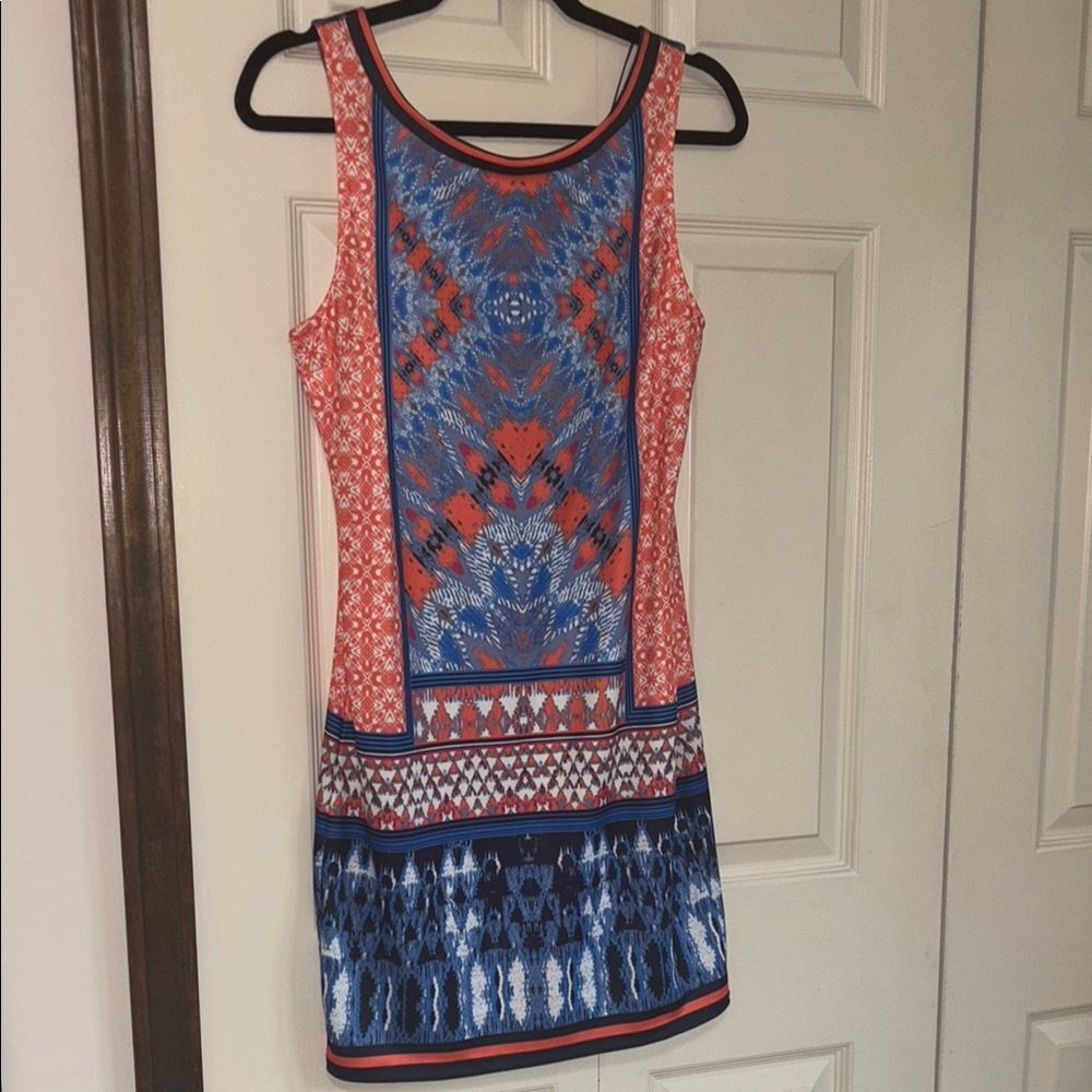 NWT Sleeveless Orange and blue dress size L